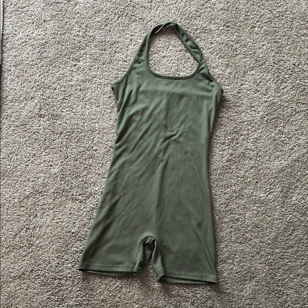 Olive Green Halter Neck Romper